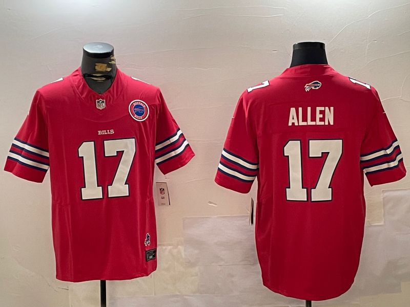 Men Buffalo Bills 17 Allen Red Second generation 2024 Nike Limited NFL Jersey style 3